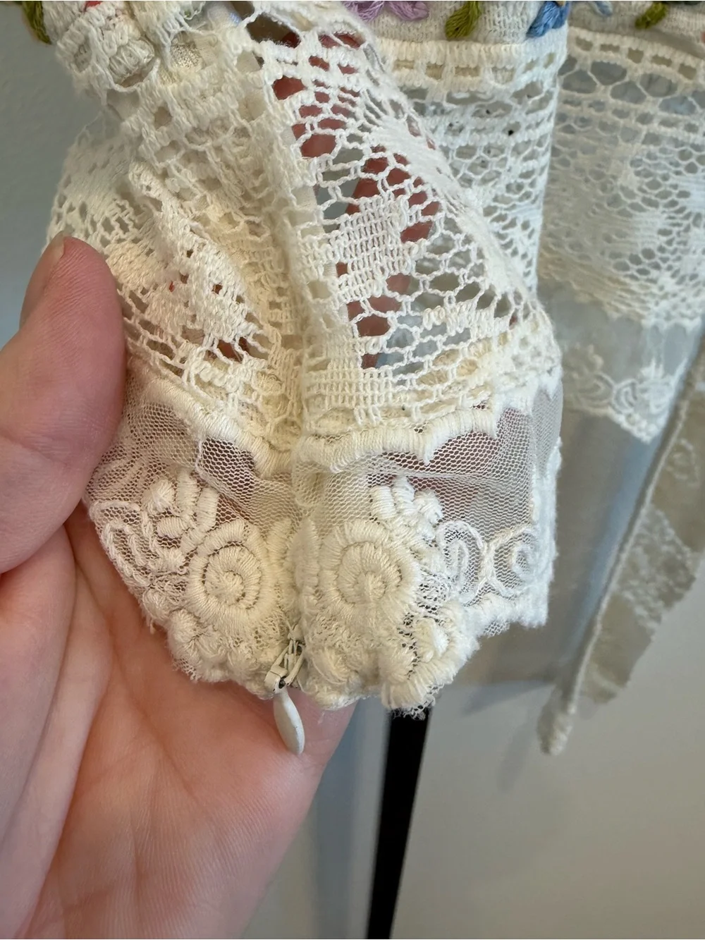 New Free People Garden Grace Lace Floral Embroidered Blouse XS Boho Cottagecore